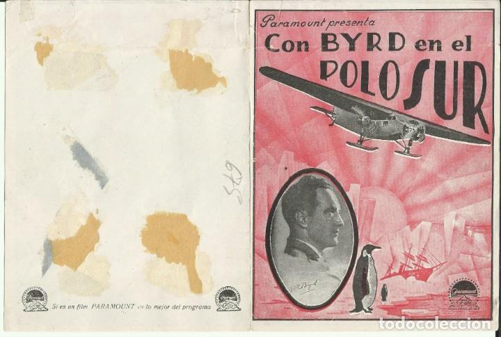 Cine: PTCC 064 CON BYRD EN EL POLO SUR PROGRAMA DOBLE PARAMOUNT RICHARD E. BYRD DOCUMENTAL A - Foto 2