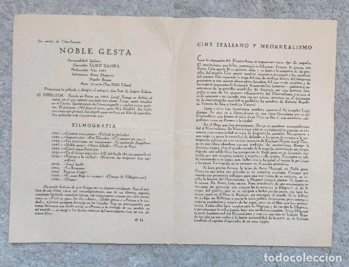 Cine: Programa pelicula Noble Gesta. Ateneo de Santander 1961 - Foto 2