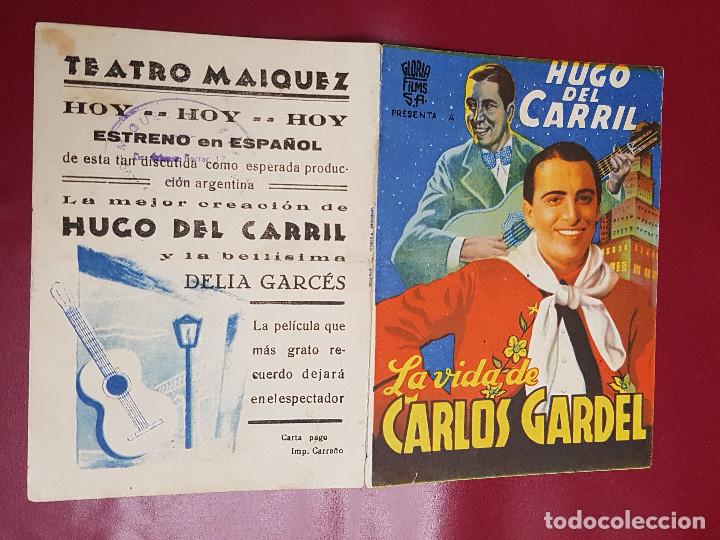 Cine: PROGRAMA DE MANO - LA VIDA DE CARLOS GARDEL - Foto 1