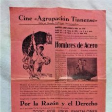 Cine: CINE AGRUPACIÓN TIANENSE.PROGRAMA DE CINE AÑO 1929.MIDE 32 X 22 CM. Lote 266928449
