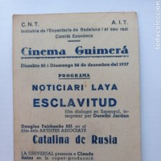 Cine: CINEMA GUIMERÁ ,INDUSTRIA DE ESPECTÁCLE DE BADALONA ,CNT ,AIT ,COMITÉ ECONÓMICO, CINE GUERRA CIVIL. Lote 268966019