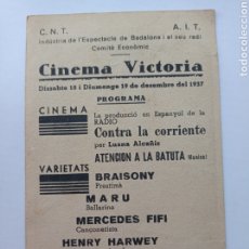 Cine: COMITE ECONOMICO CINE , CINEMA VICTORIA ,BADALONA , CNT, AIT, GUERRA CIVIL