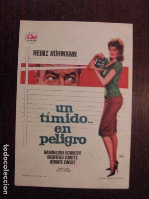  Flyers Publicitaires de films Anciens: un timido en peligro - folleto mano original - heinz ruhmann hannelore schroth - jano