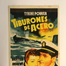 Cine: CINE RIALTO CASTELLÓN TIBURONES DE ACERO. FOLLETO DE MANO (A.1950) PUBLICIDAD EN SU ANVERSO. Lote 272809913