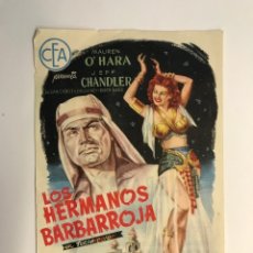 Cine: CINE RIALTO CASTELLON. MAUREN O’HARA EN LOS HERMANOS BARBA ROJA FOLLETO DE MANO (A.1954). Lote 273071068