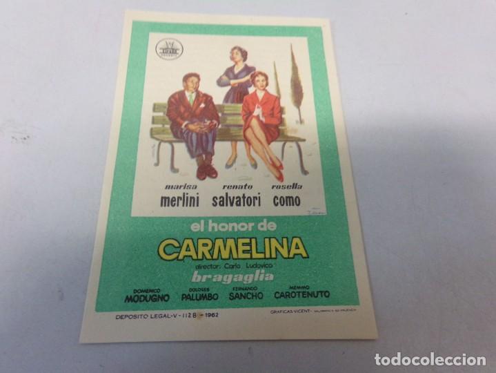 Folhetos de m&atilde;o de filmes antigos de cinema: folleto de mano El Honor de Carmela Marisa Merlini 1962