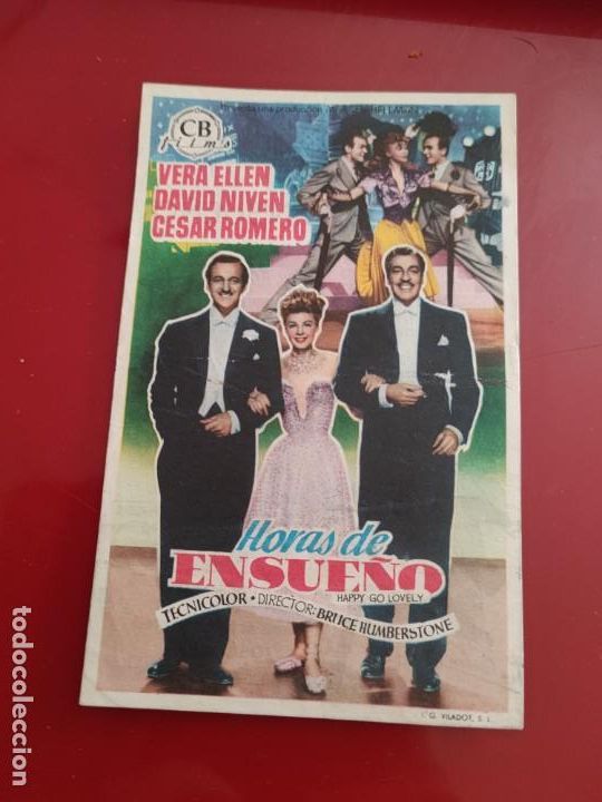 Folhetos de m&atilde;o de filmes antigos de cinema: folleto de mano HORAS DE ENSUE&Ntilde;O , Vera Ellen