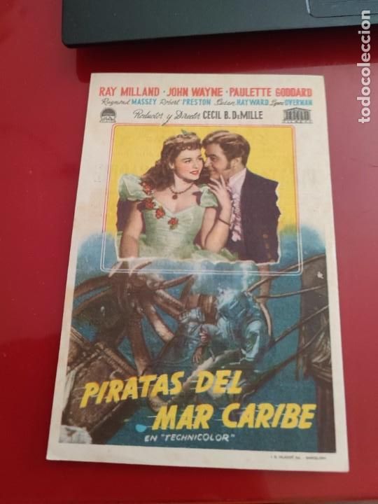 Cine: folleto de mano PIRATAS DEL MAR CARIBE , Ray Milland ,1949