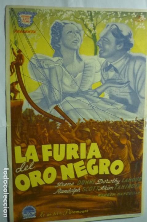 Cine: PROGRAMA GRANDE LA FURIA DEL ORO NEGRO.-IRENE DUNNE .-publicidad