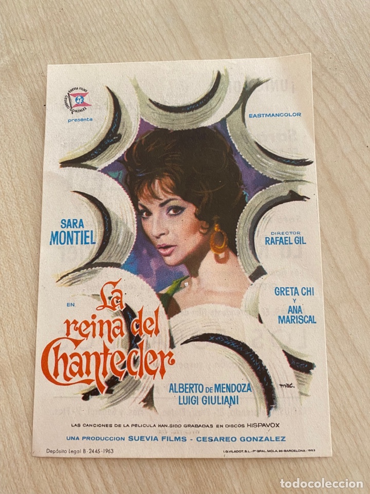 Cine: folleto de mano ; LA REINA DEL CHANTECLER ; 196; Sara Montiel