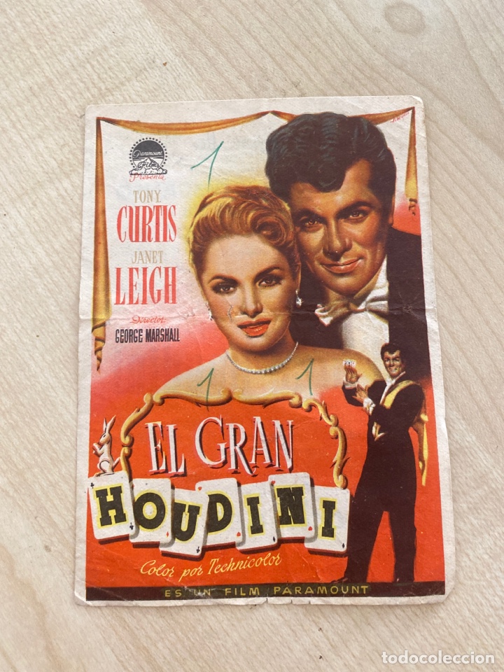 Foglietti di film di film antichi di cinema: folleto de mano ; EL GRAN HOUDINI ; 1955 ; tony curtis