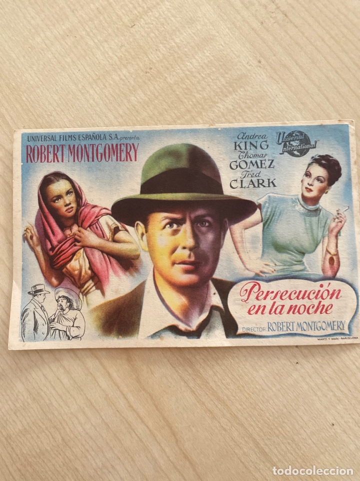 Cine: folleto de mano ; PERSECUCI&Oacute;N EN LA NOCHE ; 1949 ; Robert Montgomery