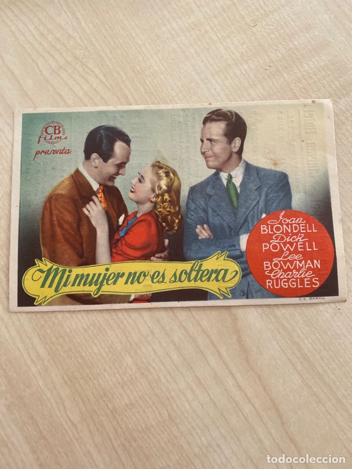  Foglietti di film di film antichi di cinema: folleto de mano ; MI MUJER NO ES SOLTERA ; 1945 ; Joan Blondell