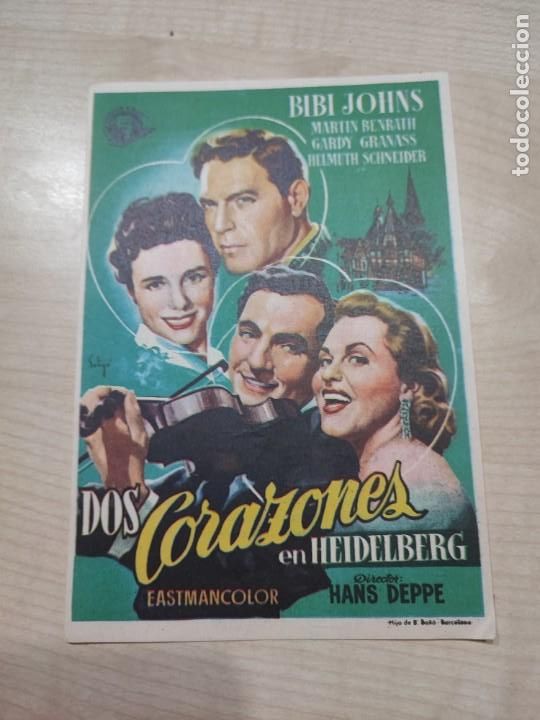  Foglietti di film di film antichi di cinema: folleto de mano DOS CORAZONES EN HEIDELBERG , Bibi Johns . 1962