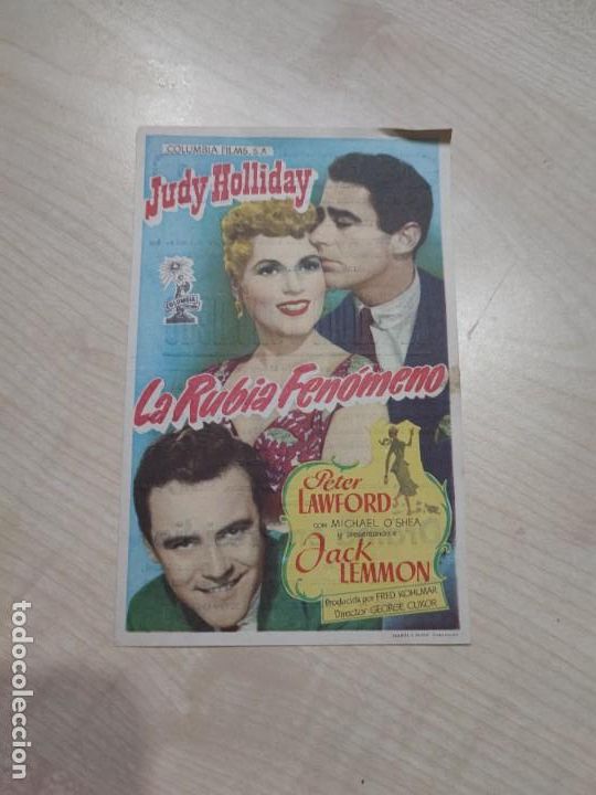  Foglietti di film di film antichi di cinema: folleto de mano LA RUBIA FENOMENO , Judy Holliday , Peter Lawford , Jack Lemmon , 1955