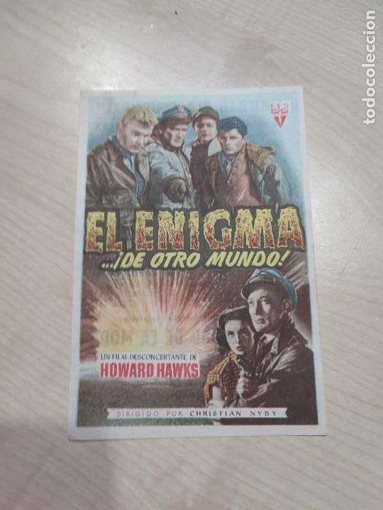 Cine: ESTAMOS LIQUIDANDO. folleto de mano EL ENIGMA DE OTRO MUNDO , Howard Hawks ,1952