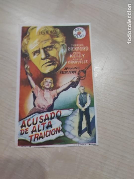 Cine: folleto de mano ACUSADO DE ALTA TRAICION , Charles Bickford ,