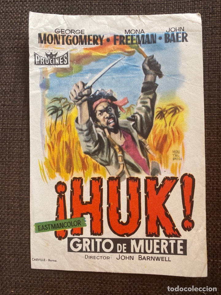  Foglietti di film di film antichi di cinema: folleto de mano ; !HUK! GRITO E MUERTE ; George Montgomery