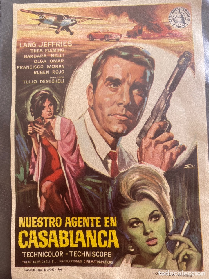  Foglietti di film di film antichi di cinema: folleto de mano ; NUESTRO AGENTE EN CASABLANCA ; Lang Jeffries