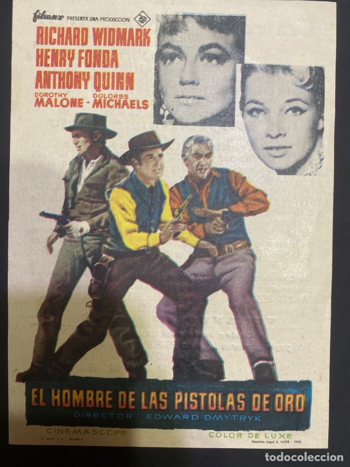 Kino: folleto de mano ; EL HOMBRE DE LAS PISTOLAS DE ORO ; 1961 ; Richard Widmark