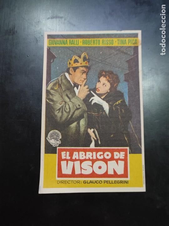 Cine: folleto de mano EL ABRIGO DE VISON , Giovanna Ralli , 1958