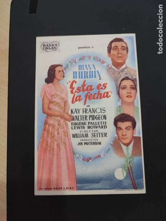 Cine: folleto de mano ESTA ES LA FECHA , Diana Durbin , 1946