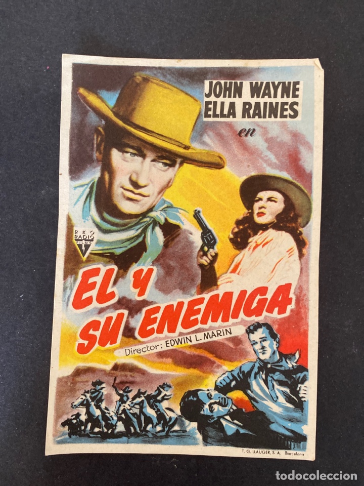 Kino: folleto de mano ; EL Y SU ENEMIGA ; John Wayne