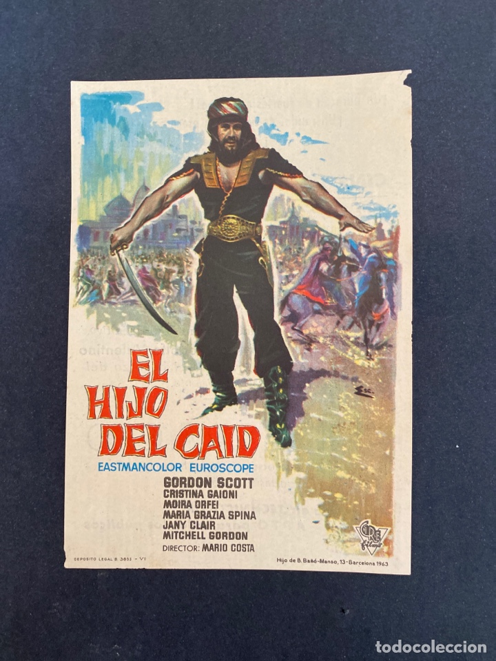 Cine: folleto de mano; EL HIJO DEL CA&Iacute;DO ; 1963 ; Gordon Scott