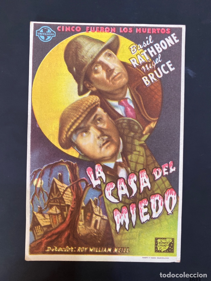  Foglietti di film di film antichi di cinema: ESTAMOS LIQUIDANDO. folleto de mano ; LA CASA DEL MIEDO ; Basil Rathbone