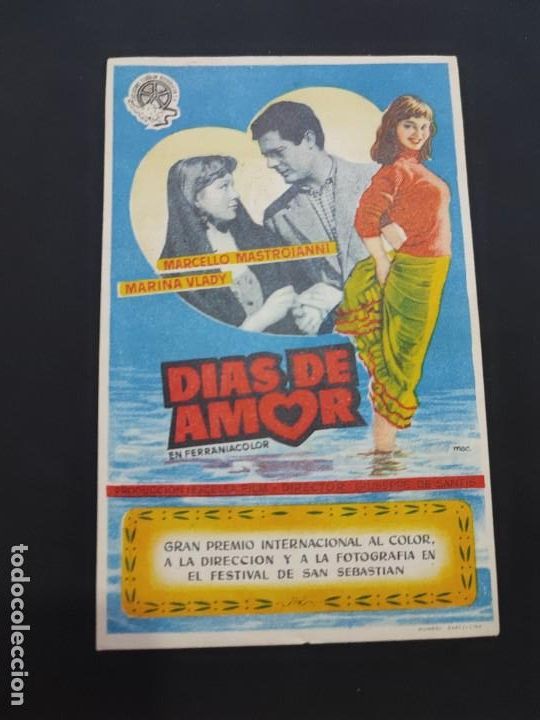 Cine: folleto de mano DIAS DE AMOR , Marcello Mastroianni , 1956