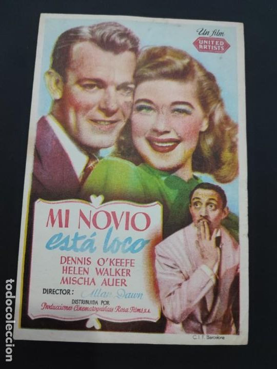 Kino: folleto de mano MI NOVIO ESTA LOCO , Dennis O'keefe ,