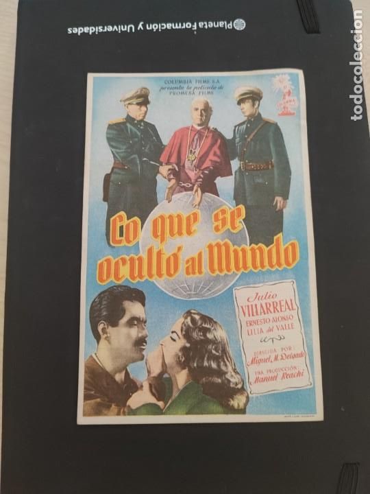 Kino: folleto de mano LO QUE SE OCULTO AL MUNDO , Julio Villarreal , 1954