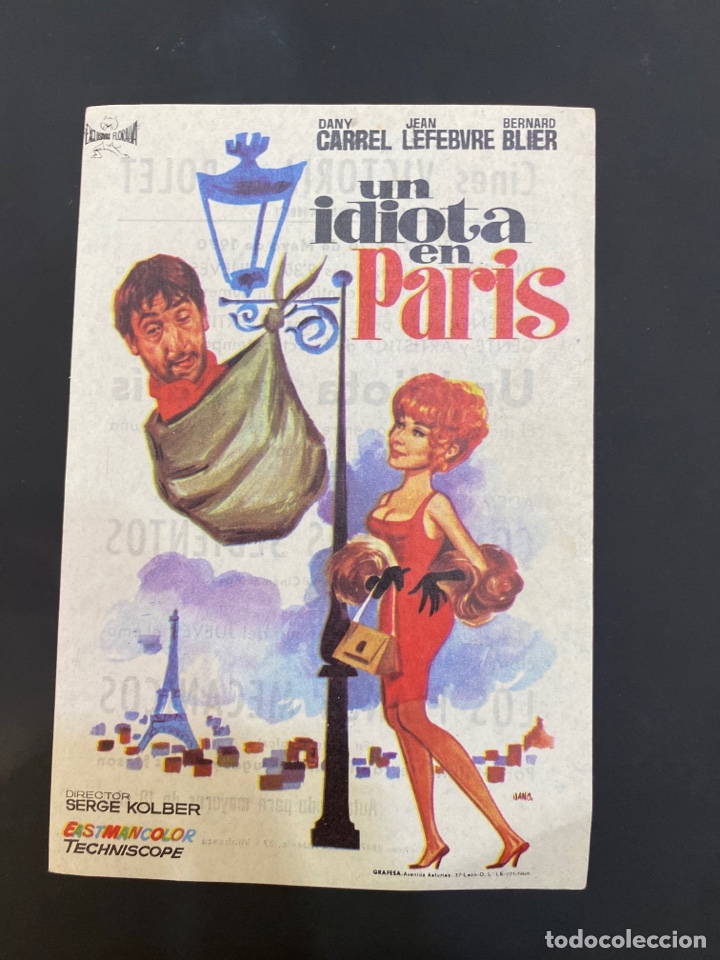  Foglietti di film di film antichi di cinema: folleto de mano ; UN IDIOTA EN PARIS ; 1970 ; Dani Carrel