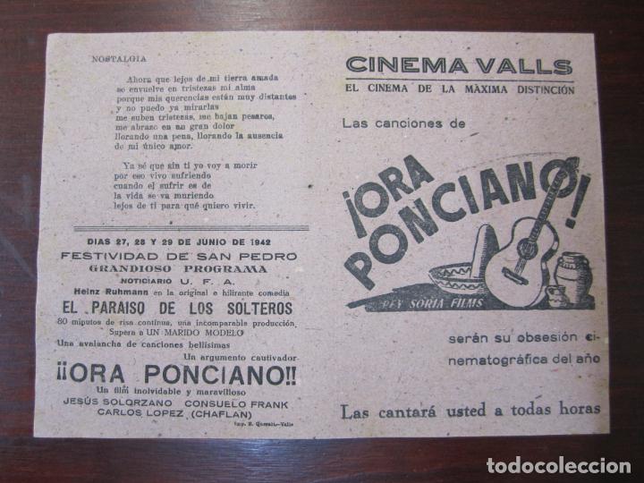 Cine: ora ponciano - folleto mano original doble - cancionero - impreso sin doblar rey soria films