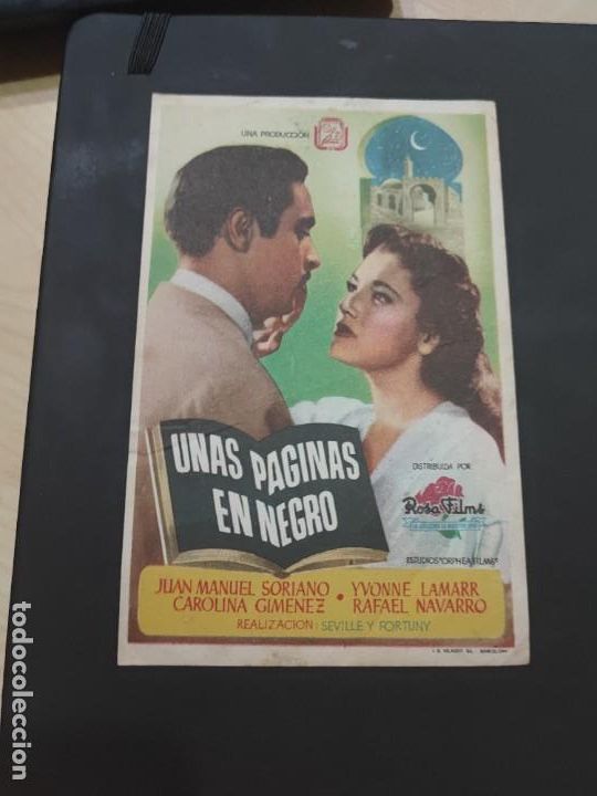 Kino: folleto de mano UNAS MAGINAS EN NEGRO , Jaun manuel Soriano ,
