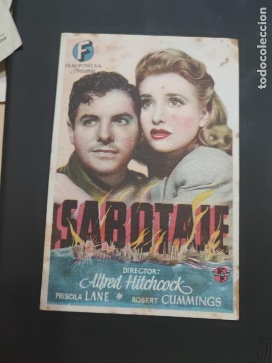 Cine: folleto de mano SABOTAJE , Alfred Hitchcock , 1946