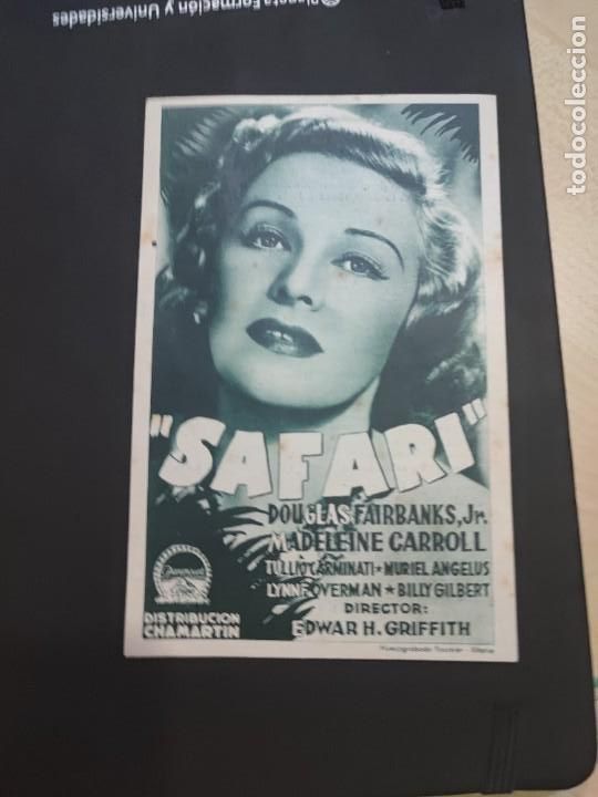  Flyers Publicitaires de films Anciens: folleto de mano SAFARI , Douglas Fairbanks , 1951