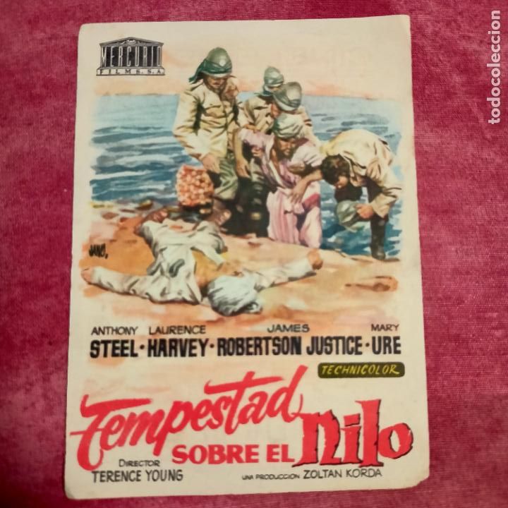  Flyers Publicitaires de films Anciens: Tempestad sobre el Nilo. Publicidad del cine al dorso. A&ntilde;o 1955