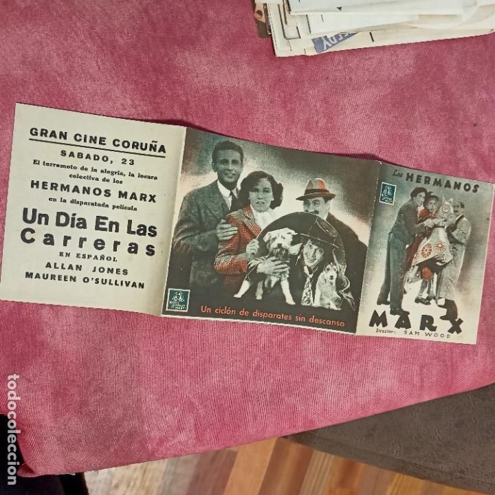 Cine: Folleto de mano, programa de cine, un d&iacute;a en las carreras - Foto 3