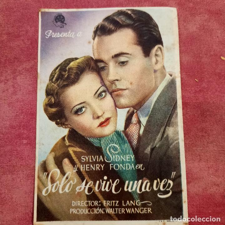 Folhetos de m&atilde;o de filmes antigos de cinema: P3 folleto de mano ; SOLO SE VIVE UNA VEZ ; Sylvia Sindey