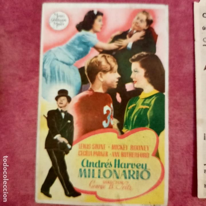 Flyers Publicitaires de films Anciens: P3 FOLLETO DE MANO DE LA PEL&Iacute;CULA ANDR&Eacute;S HARVEY MILLONARIO