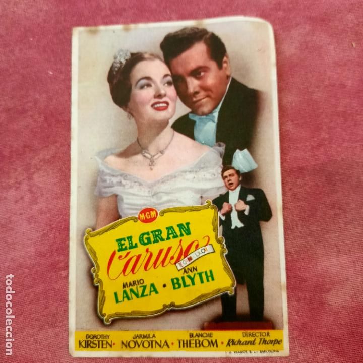 Folhetos de m&atilde;o de filmes antigos de cinema: P3 EL GRAN CARUSO CINE Campos El&iacute;seos folleto
