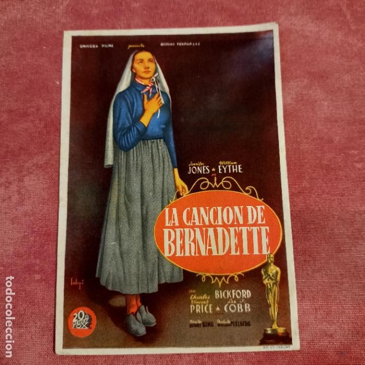Folhetos de m&atilde;o de filmes antigos de cinema: P3 LA CANCI&Oacute;N DE BERNADETTE - LOUIS JONES, CHARLES BICKFORD, VINCENT PRICE, LEE J. COBB - HENRY KING