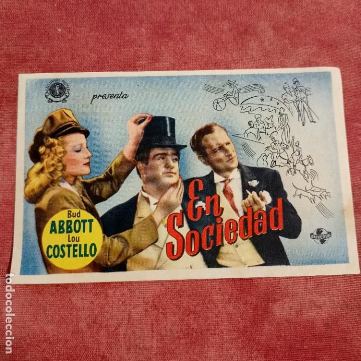 Folhetos de m&atilde;o de filmes antigos de cinema: P3 Abbot y Costello En sociedad folleto