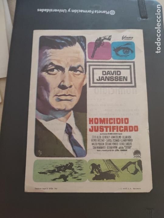  Foglietti di film di film antichi di cinema: folleto de mano HOMICIDIO JUSTIFICADO , David Janssen , 1967