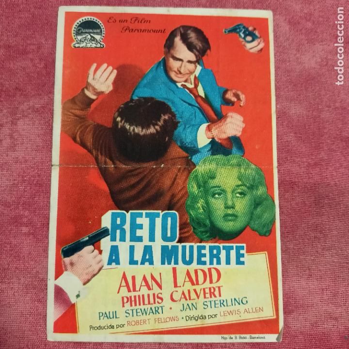 Folhetos de m&atilde;o de filmes antigos de cinema: P6 FOLLETO DE MANO DE LA PEL&Iacute;CULA RETO A LA MUERTE CON PUBLICIDAD