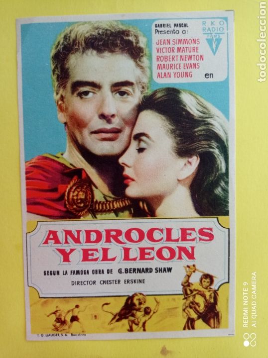 Cine: Folleto de mano , androcles y el le&oacute;n , V&iacute;ctor mature