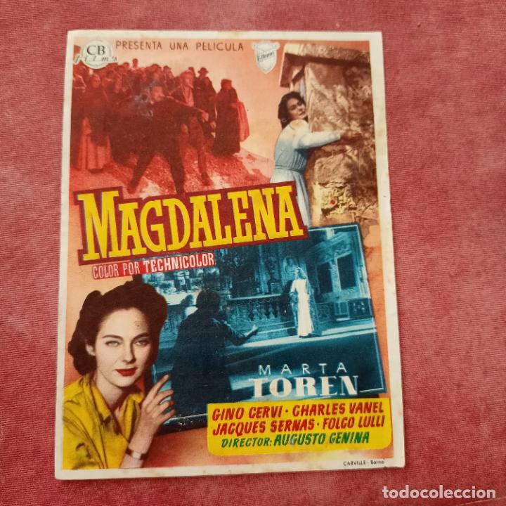 Folhetos de m&atilde;o de filmes antigos de cinema: P6 Magdalena. Marta Toren, Gino cervi, Charles Vanel, Jacques Sernas y Folgo lulli.