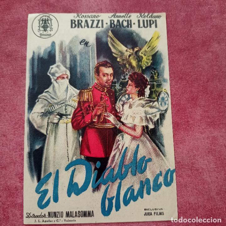  Flyers Publicitaires de films Anciens: P6 FOLLETO DE MANO DE LA PELICULA EL DIABLO BLANCO CON PUBLICIDAD