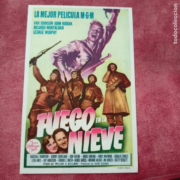  Flyers Publicitaires de films Anciens: P6 FOLLETO DE MANO DE LA PEL&Iacute;CULA FUEGO EN LA NIEVE